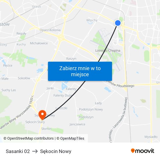 Sasanki 02 to Sękocin Nowy map