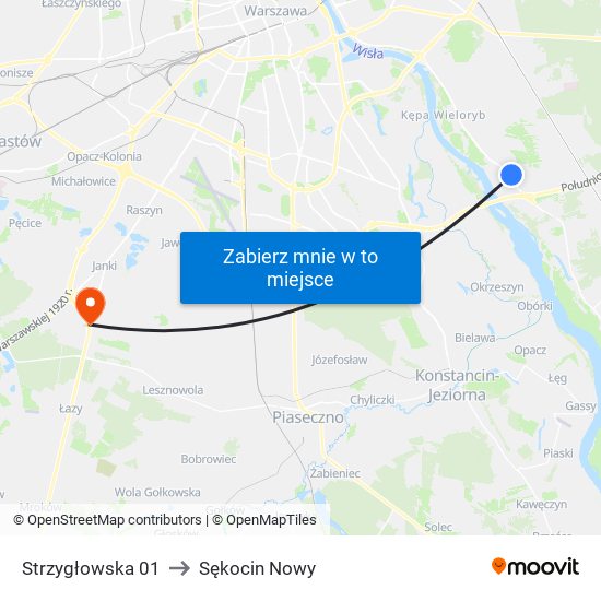 Strzygłowska to Sękocin Nowy map