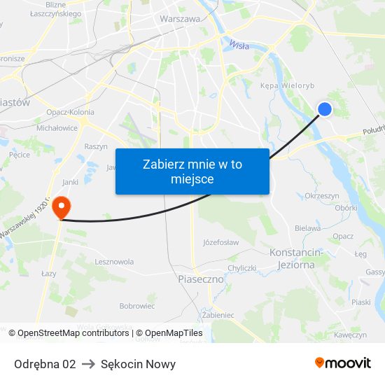 Odrębna 02 to Sękocin Nowy map