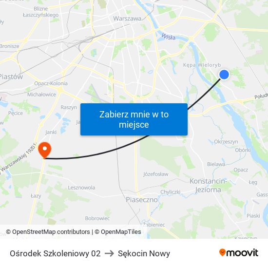 Ośrodek Szkoleniowy 02 to Sękocin Nowy map