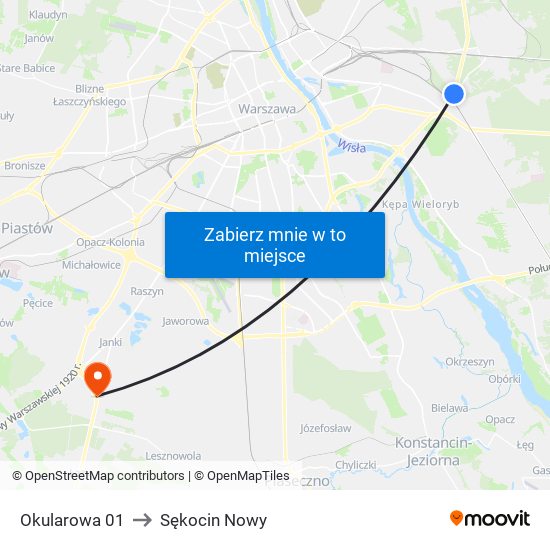 Okularowa 01 to Sękocin Nowy map