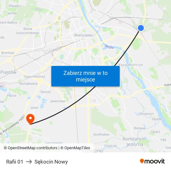 Rafii to Sękocin Nowy map