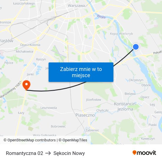 Romantyczna 02 to Sękocin Nowy map