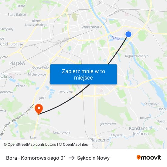 Bora - Komorowskiego 01 to Sękocin Nowy map