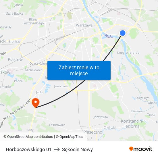 Horbaczewskiego 01 to Sękocin Nowy map