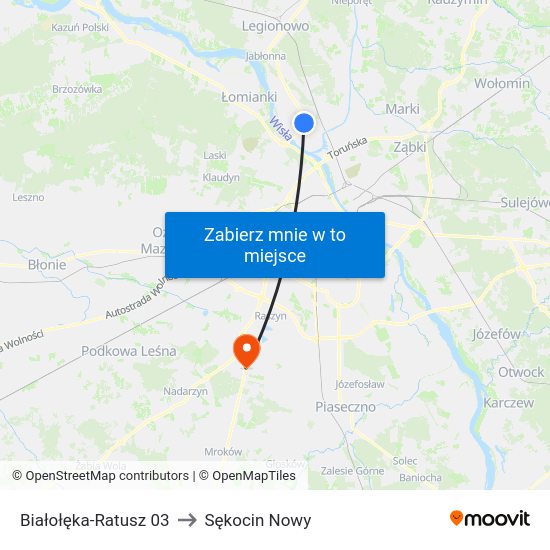 Białołęka-Ratusz 03 to Sękocin Nowy map