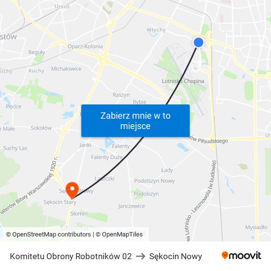 Komitetu Obrony Robotników 02 to Sękocin Nowy map