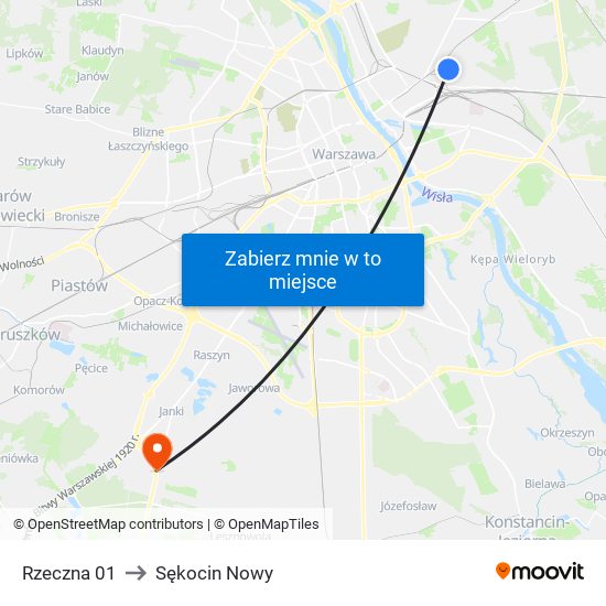 Rzeczna 01 to Sękocin Nowy map