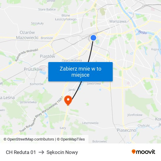 CH Reduta to Sękocin Nowy map