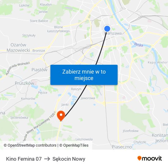 Kino Femina 07 to Sękocin Nowy map