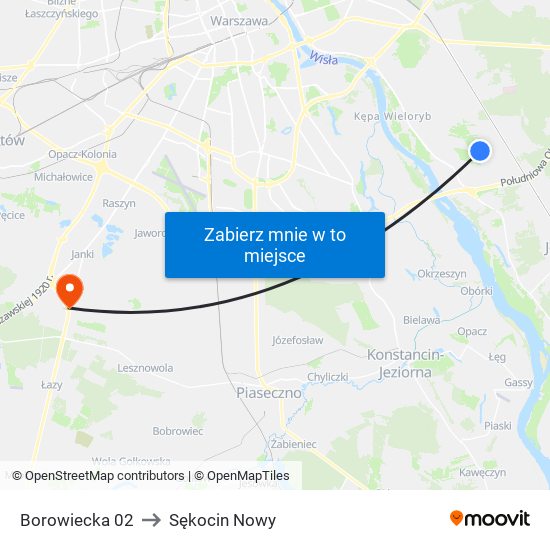 Borowiecka 02 to Sękocin Nowy map