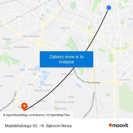 Madalińskiego 02 to Sękocin Nowy map