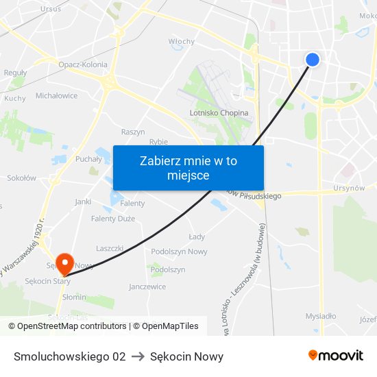 Smoluchowskiego 02 to Sękocin Nowy map