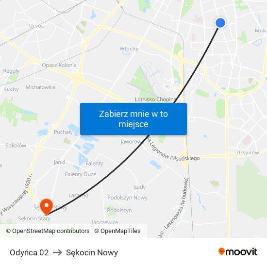 Odyńca 02 to Sękocin Nowy map