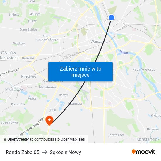 Rondo Żaba to Sękocin Nowy map