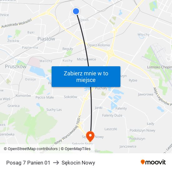 Posag 7 Panien 01 to Sękocin Nowy map