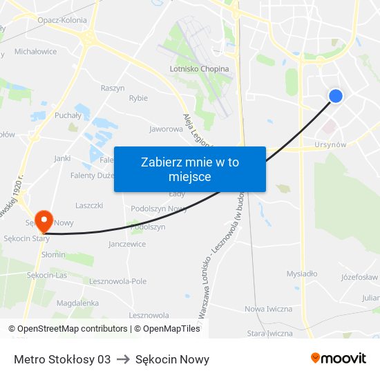 Metro Stokłosy to Sękocin Nowy map