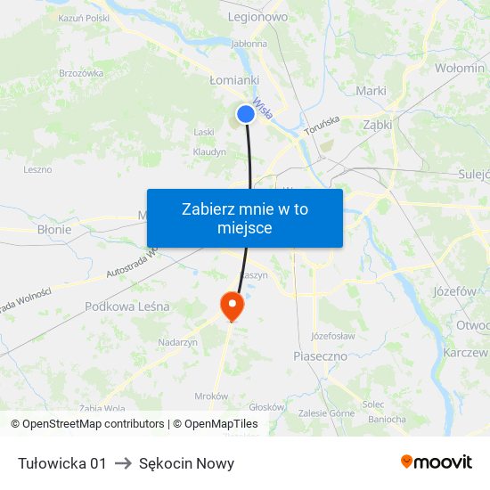 Tułowicka 01 to Sękocin Nowy map