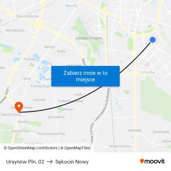 Ursynów Płn. 02 to Sękocin Nowy map