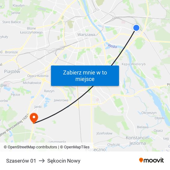 Szaserów 01 to Sękocin Nowy map