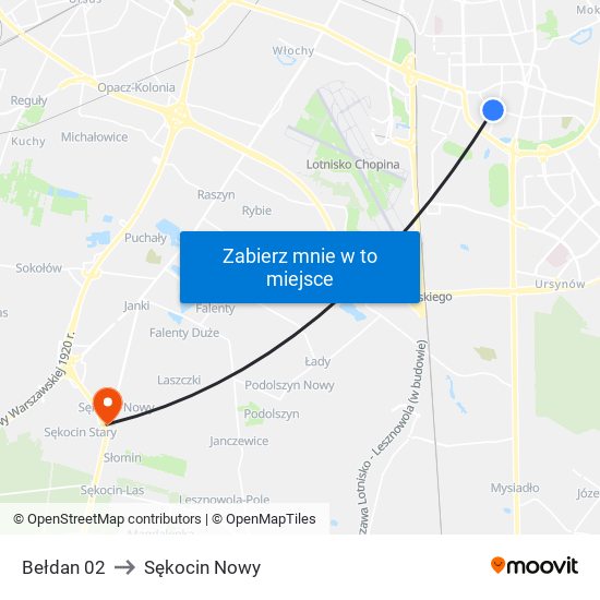 Bełdan 02 to Sękocin Nowy map