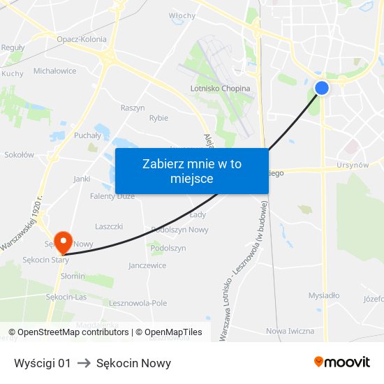 Wyścigi to Sękocin Nowy map