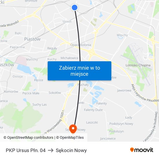 PKP Ursus Płn. 04 to Sękocin Nowy map