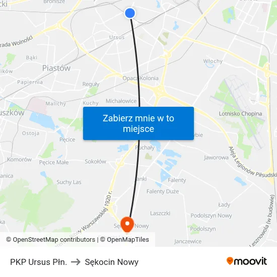 PKP Ursus Płn. to Sękocin Nowy map