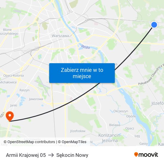 Armii Krajowej 05 to Sękocin Nowy map