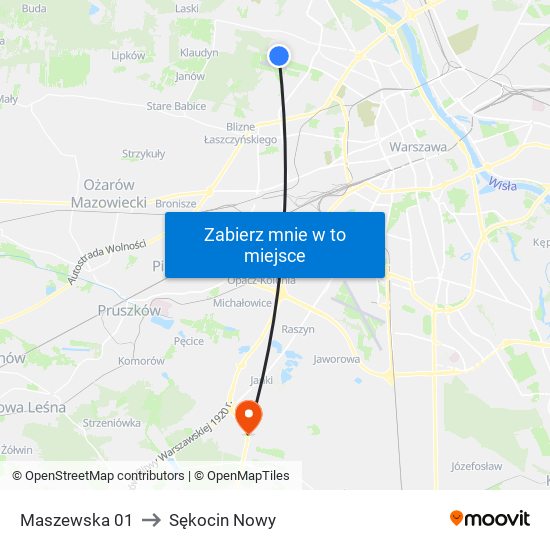 Maszewska 01 to Sękocin Nowy map