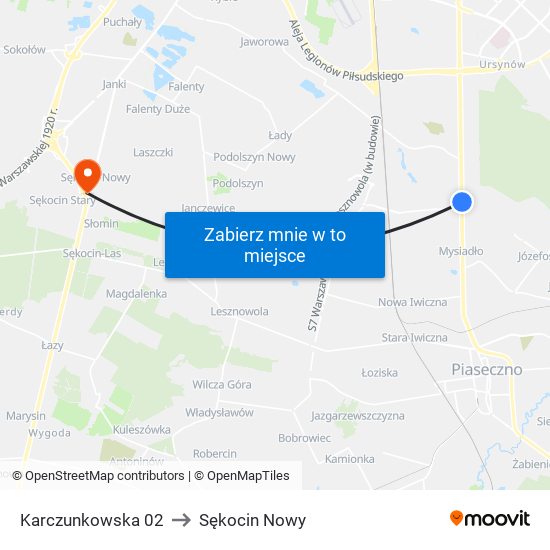 Karczunkowska 02 to Sękocin Nowy map