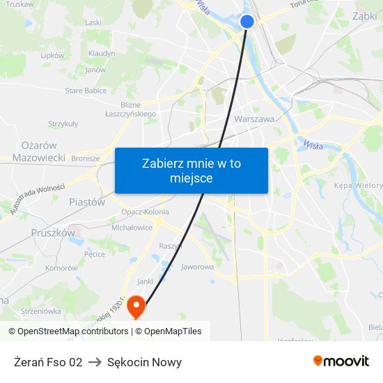 Żerań Fso 02 to Sękocin Nowy map