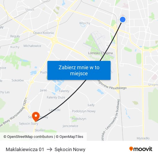 Maklakiewicza to Sękocin Nowy map