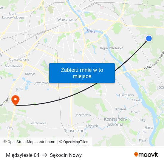 Międzylesie 04 to Sękocin Nowy map