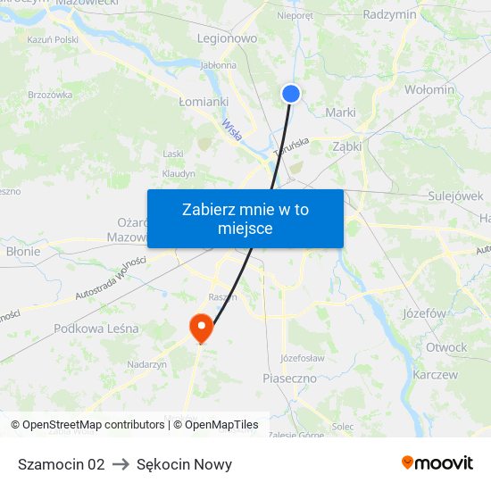 Szamocin to Sękocin Nowy map