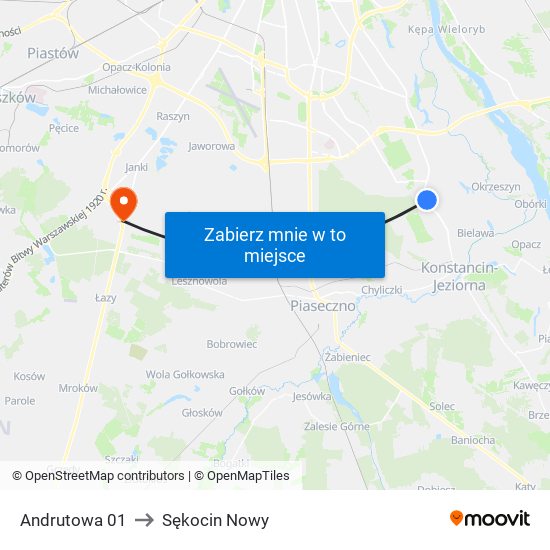 Andrutowa 01 to Sękocin Nowy map