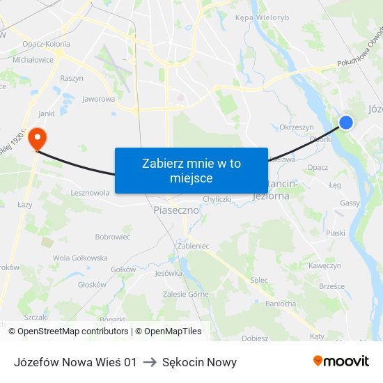 Józefów Nowa Wieś 01 to Sękocin Nowy map