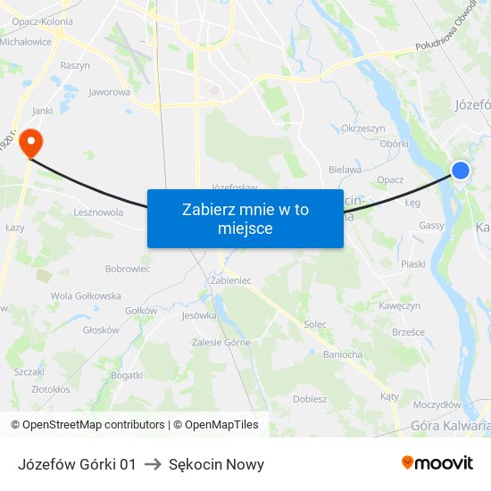 Józefów Górki 01 to Sękocin Nowy map