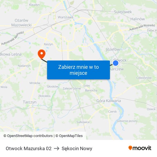 Otwock Mazurska 02 to Sękocin Nowy map