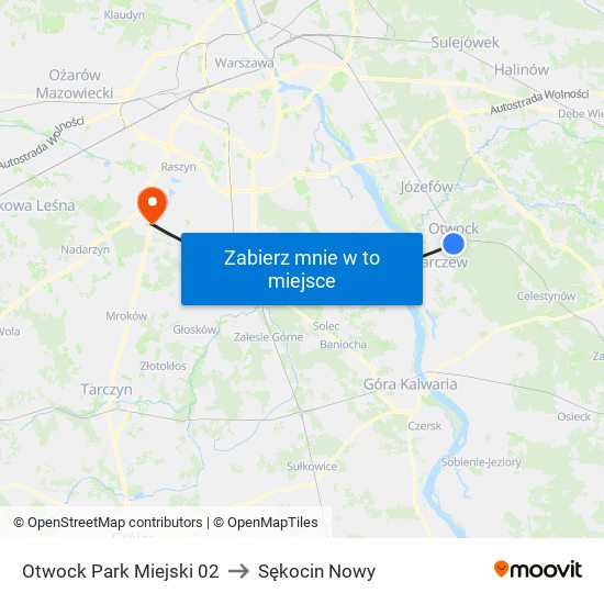 Otwock Park Miejski 02 to Sękocin Nowy map