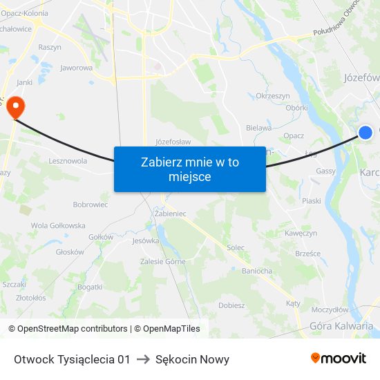 Otwock Tysiąclecia 01 to Sękocin Nowy map