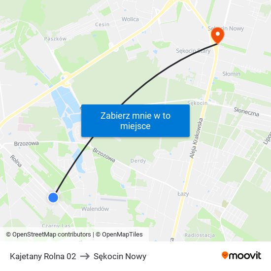 Kajetany Rolna 02 to Sękocin Nowy map