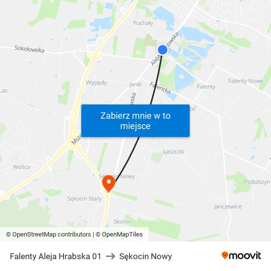 Falenty Aleja Hrabska to Sękocin Nowy map