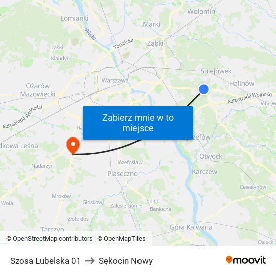 Szosa Lubelska 01 to Sękocin Nowy map