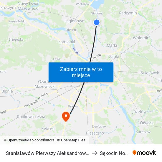 Stanisławów Pierwszy Aleksandrów 01 to Sękocin Nowy map