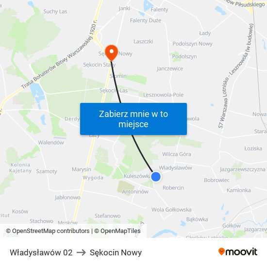 Władysławów 02 to Sękocin Nowy map