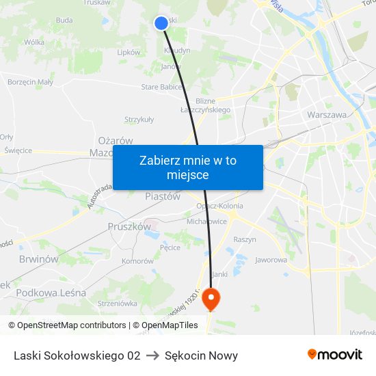 Laski Sokołowskiego 02 to Sękocin Nowy map