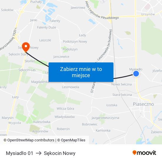 Mysiadło 01 to Sękocin Nowy map