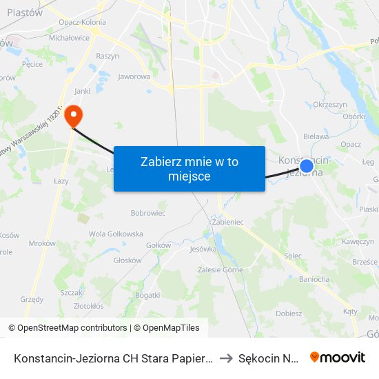 Konstancin-Jeziorna CH Stara Papiernia 01 to Sękocin Nowy map