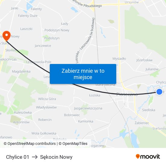 Chylice 01 to Sękocin Nowy map